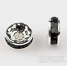 A Rhinestone Spacer Beads,6mm,black, with silver round lace,sold per Pkg of 100
