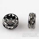 A Rhinestone Spacer Beads,6mm,white,with tungsten steel color round lace,sold per Pkg of 100