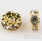 A Rhinestone Spacer Beads,7mm,with golden wave lace,sold per Pkg of 100