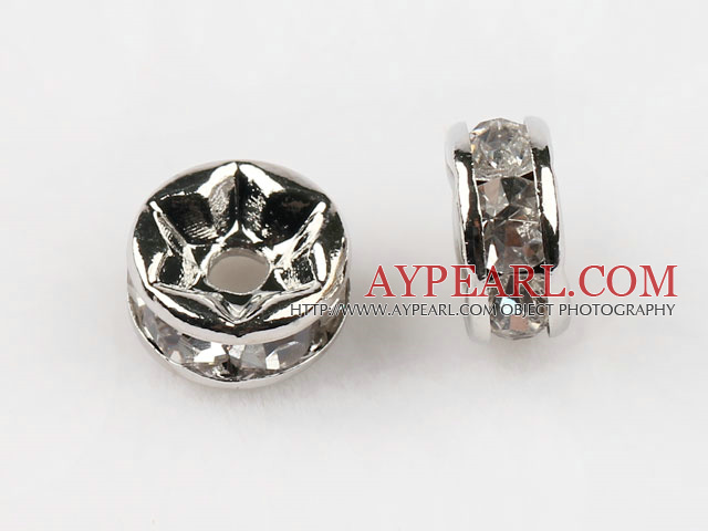 A Rhinestone Spacer Beads,7mm,with silver roune lace,sold per Pkg of 100