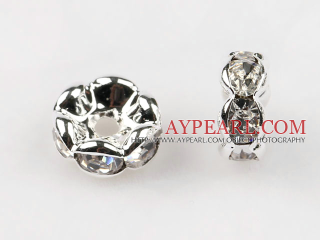 A Rhinestone Spacer Beads,8mm,with silver wave lace,sold per Pkg of 100
