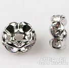 A Rhinestone Spacer Beads,8mm,with silver wave lace,sold per Pkg of 100