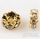 A Rhinestone Spacer Beads,8mm,with golden wave lace,sold per Pkg of 100