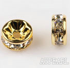 A Rhinestone Spacer Beads,8mm,,with golden round lace,sold per Pkg of 100