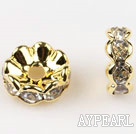 A Rhinestone Spacer Beads,10mm,,with golden wave lace,sold per Pkg of 100