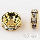 A Rhinestone Spacer Beads,10mm,,with golden round lace,sold per Pkg of 100
