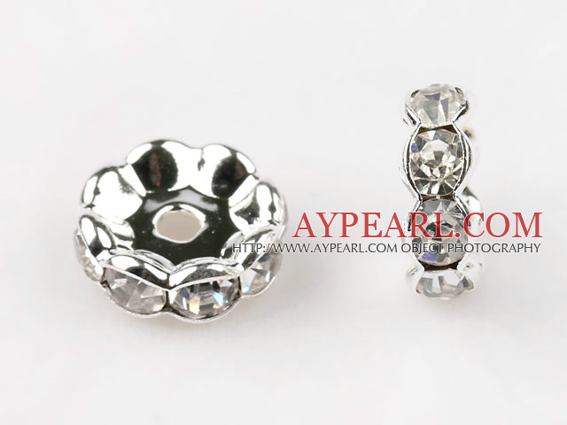 A Rhinestone Spacer Beads,12mm,with silver round lace,sold per Pkg of 100