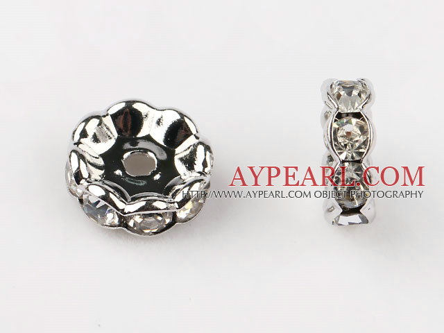 A Rhinestone Spacer Beads,12mm,with silver wavelace,sold per Pkg of 100