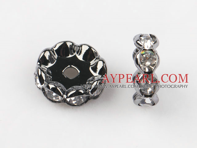 A Rhinestone Spacer Beads,12mm,with silver wave lace,sold per Pkg of 100