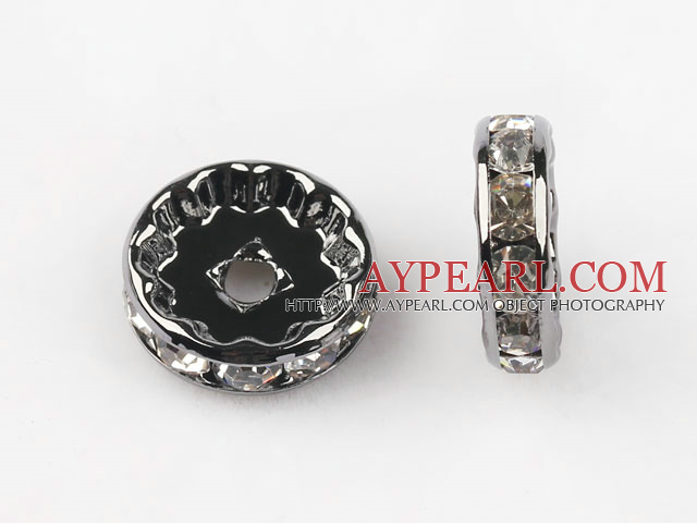 A Rhinestone Spacer Beads,12mm,with silver round lace,sold per Pkg of 100