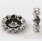 A Rhinestone Spacer Beads,17mmwith silver wave lace,sold per Pkg of 100