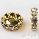 A Rhinestone Spacer Beads,17mm,with golden wave lace,sold per Pkg of 100