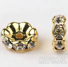 A Rhinestone Spacer Beads,20mm,with golden wave lace,sold per Pkg of 100