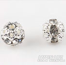 Round Rhinestone,8mm,white,with the silver flower cap,Sold per Pkg of 100