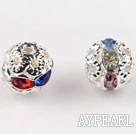 Round Rhinestone,8mm,mixed color,with the silver flower cap,Sold per Pkg of 100