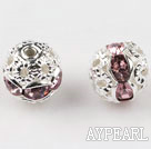 Round Rhinestone,8mm,violet,with the silver flower cap,Sold per Pkg of 100