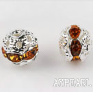 Round Rhinestone,8mm,deep yellow,with the silver flower cap,Sold per Pkg of 100