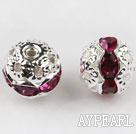 Round Rhinestone,8mm,purple,with the silver flower cap,Sold per Pkg of 100