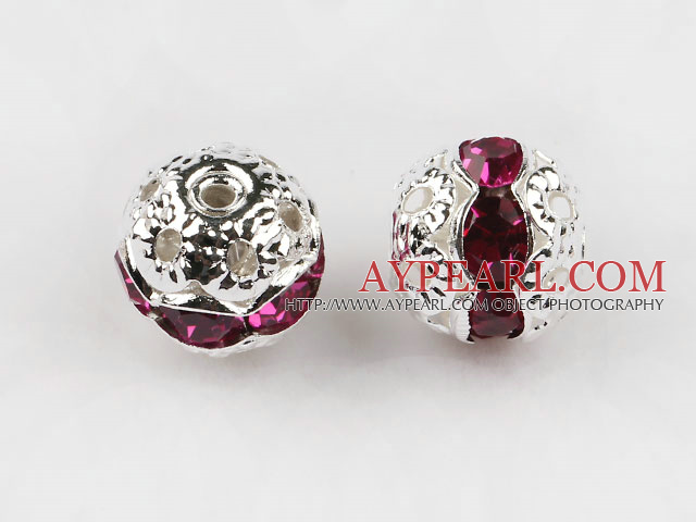 Round Rhinestone,8mm,purple,with the silver flower cap,Sold per Pkg of 100