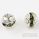 Round Rhinestone,8mm,green,with the silver flower cap,Sold per Pkg of 100