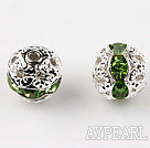 Round Rhinestone,8mm,green,with the silver flower cap,Sold per Pkg of 100