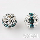 Round Rhinestone,8mm,cyan,with the silver flower cap,Sold per Pkg of 100