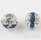 Round Rhinestone,8mm,blue,with the silver flower cap,Sold per Pkg of 100