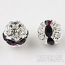 Round Rhinestone,8mm,purple,with the silver flower cap,Sold per Pkg of 100