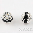 Round Rhinestone,8mm,black,with the silver flower cap,Sold per Pkg of 100