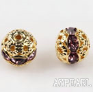 Round Rhinestone,8mm,lilac,with the golden flower cap,Sold per Pkg of 100