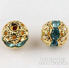 Round Rhinestone,8mm,light verdure,with the golden flower cap,Sold per Pkg of 100