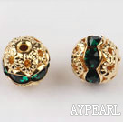 Round Rhinestone,8mm,verdure,with the golden flower cap,Sold per Pkg of 100