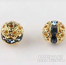 Round Rhinestone,8mm,light blue,with the golden flower cap,Sold per Pkg of 100
