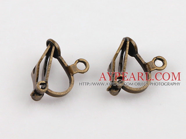 brass triangle clip-on earring components,bronze,8*12mm,with joint, sold per pkg of 500