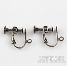 brass screw clip-on earring components,tungsten steel color,12*14mm,with joint, sold per pkg of 500