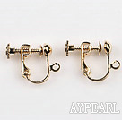 brass screw clip-on earring components,golden,12*14mm,with joint, sold per pkg of 500