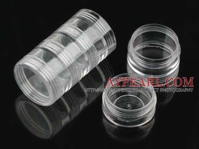 round plastic beads container,38*98mm,with 5 compartment,sold by each