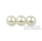 Glass pearl beads,4mm round,ivory about 224pcs/strand,Sold per 32.28-inch strand