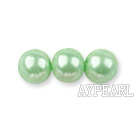 Glass pearl beads,4mm round, apple green about 224pcs/strand,Sold per 32.28-inch strand
