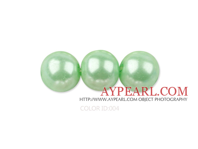Glass pearl beads,4mm round, apple green about 224pcs/strand,Sold per 32.28-inch strand