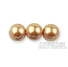 Glass pearl beads,4mm round, golden about 224pcs/strand,Sold per 32.28-inch strand