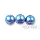 Glass pearl beads,4mm round,blue, about 224pcs/strand,Sold per 32.28-inch strand