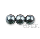 Glass pearl beads,4mm round,dark gray, about 224pcs/strand,Sold per 32.28-inch strand