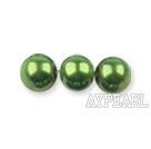 Glass pearl beads,dyed 4mm round, grass green about 224pcs/strand,Sold per 32.28-inch strand