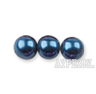 Glass pearl beads,dyed 4mm round, dark blue,about 224pcs/strand,Sold per 32.28-inch strand