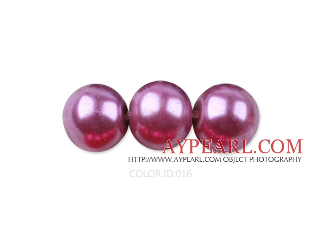 Glass pearl beads,dyed,4mm round, purple ,about 224pcs/strand,Sold per 32.28-inch strand
