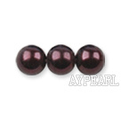 Glass pearl beads,dyed 4mm round, dark brown,about 224pcs/strand,Sold per 32.28-inch strand