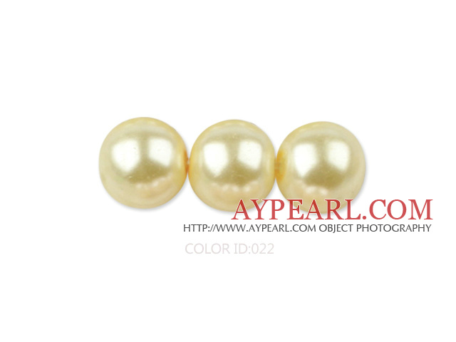 Glass pearl beads,dyed 4mm round,yellow, about 224pcs/strand,Sold per 32.28-inch strand