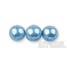 Glass pearl beads,dyed 4mm round, light blue,about 224pcs/strand,Sold per 32.28-inch strand