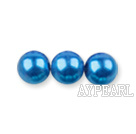 Glass pearl beads,dyed ,4mm round, skyblue ,about 224pcs/strand,Sold per 32.28-inch strand